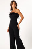 Louise Feather Trim Jumpsuit Black