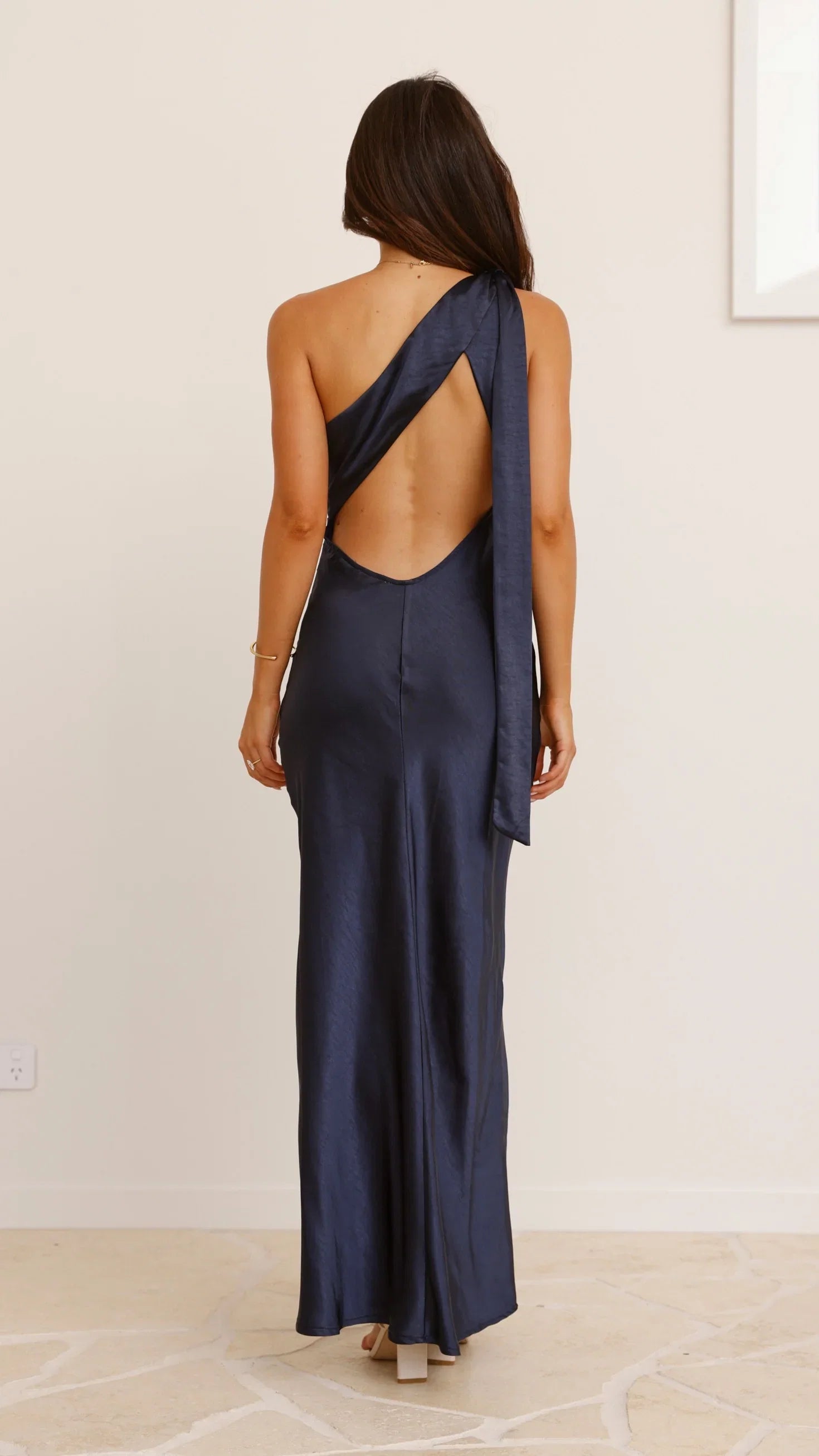 Halle One Shoulder Maxi Dress Navy