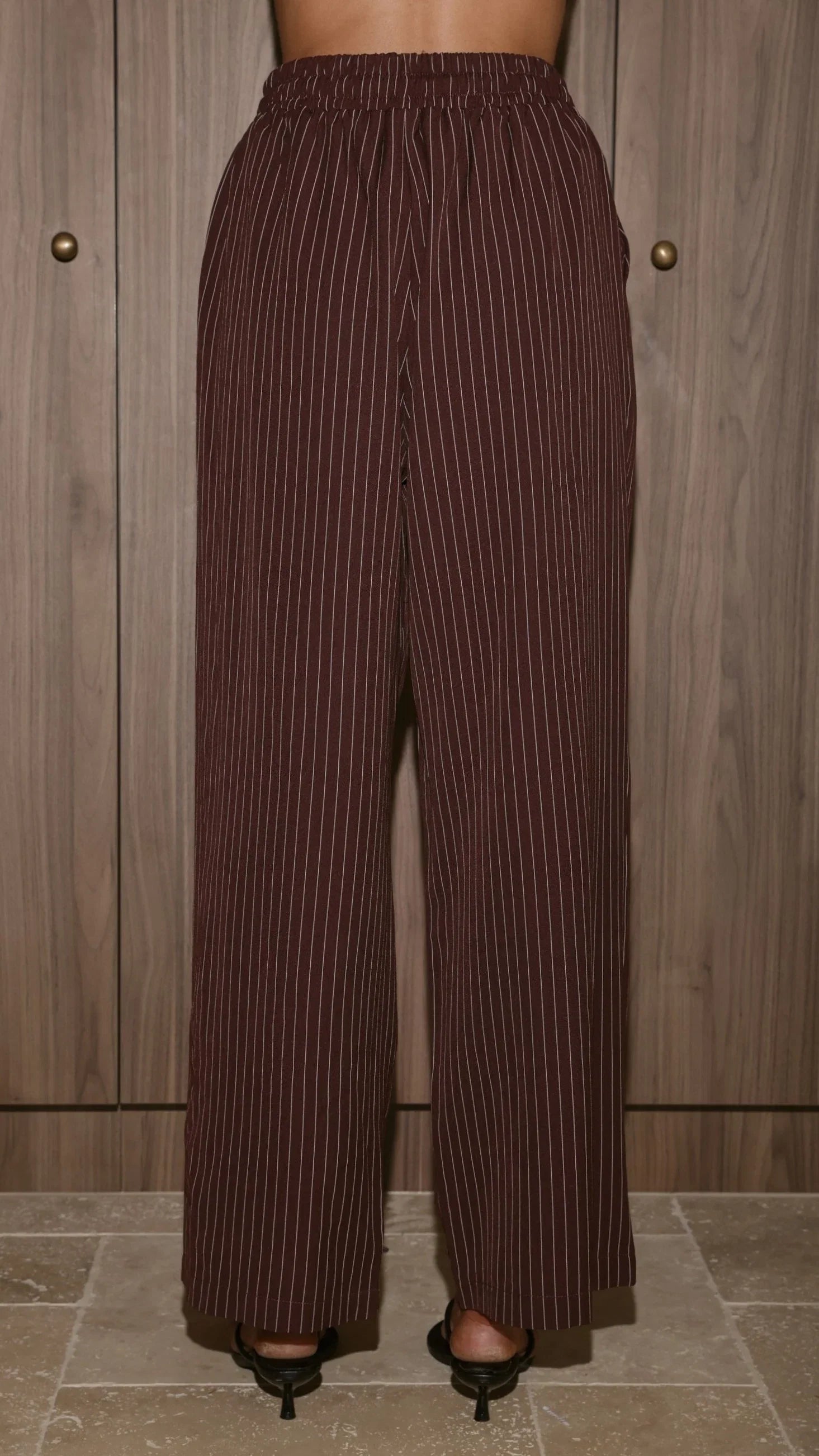 Zaila Pants Burgundy White Stripe