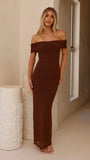 Darcey Off Shoulder Maxi Dress Brown