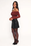 Raya Off Shoulder Top Merlot