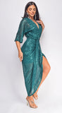 Uma Sequin Midi Dress Green