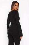 Well Be Fine Long Sleeve Top Black