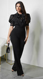 Seraphina Crochet Flower Bow Jumpsuit Black