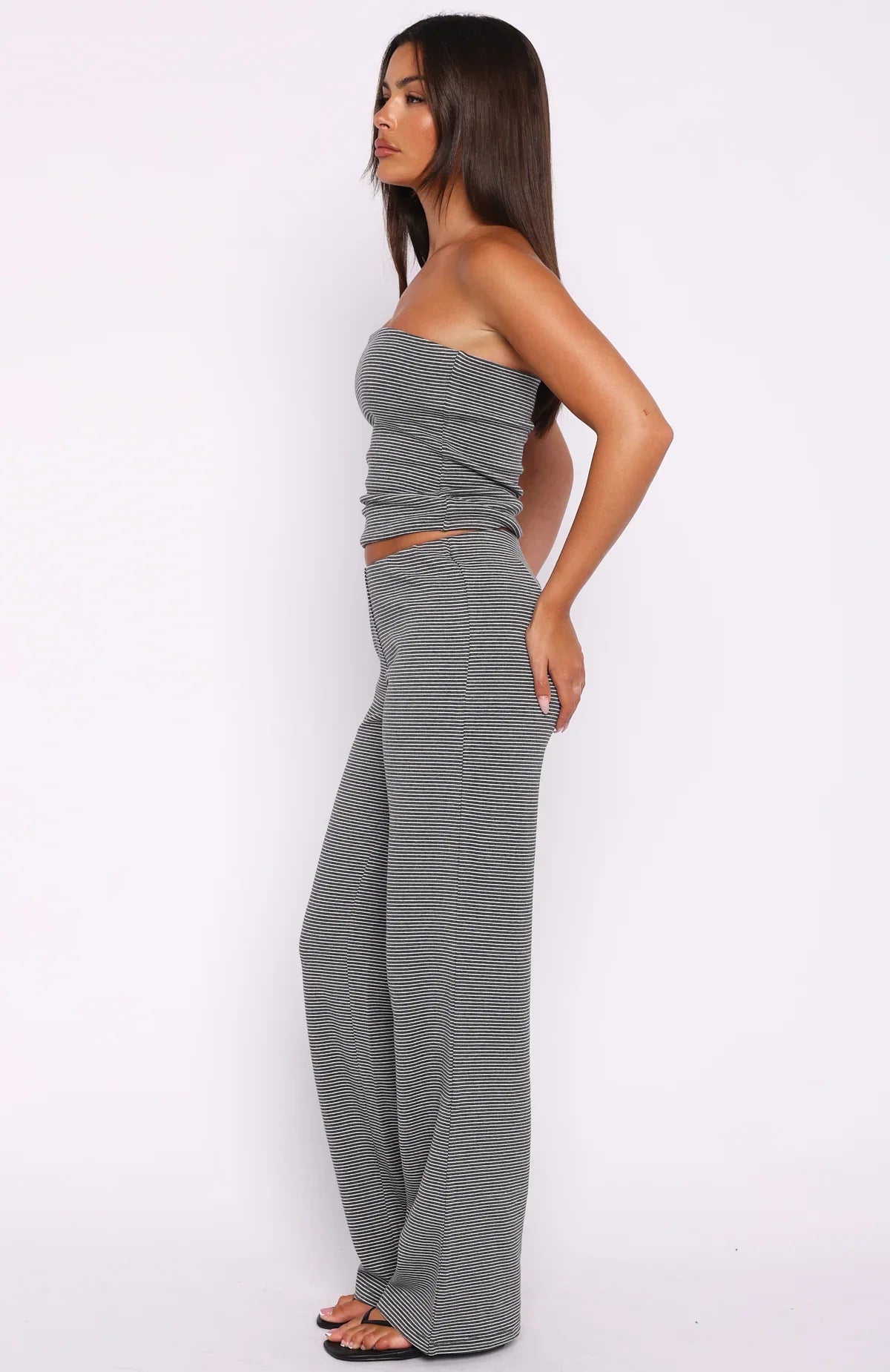 Happy It Happened Pants Grey White Stripe