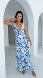 Aurelisse Floral Ruffled Maxi Dress Floral Blue