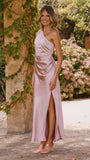 Halle One Shoulder Maxi Dress Dusty Pink