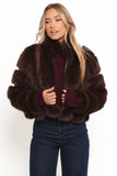 Velma Channel Faux Fur Jacket Chocolate