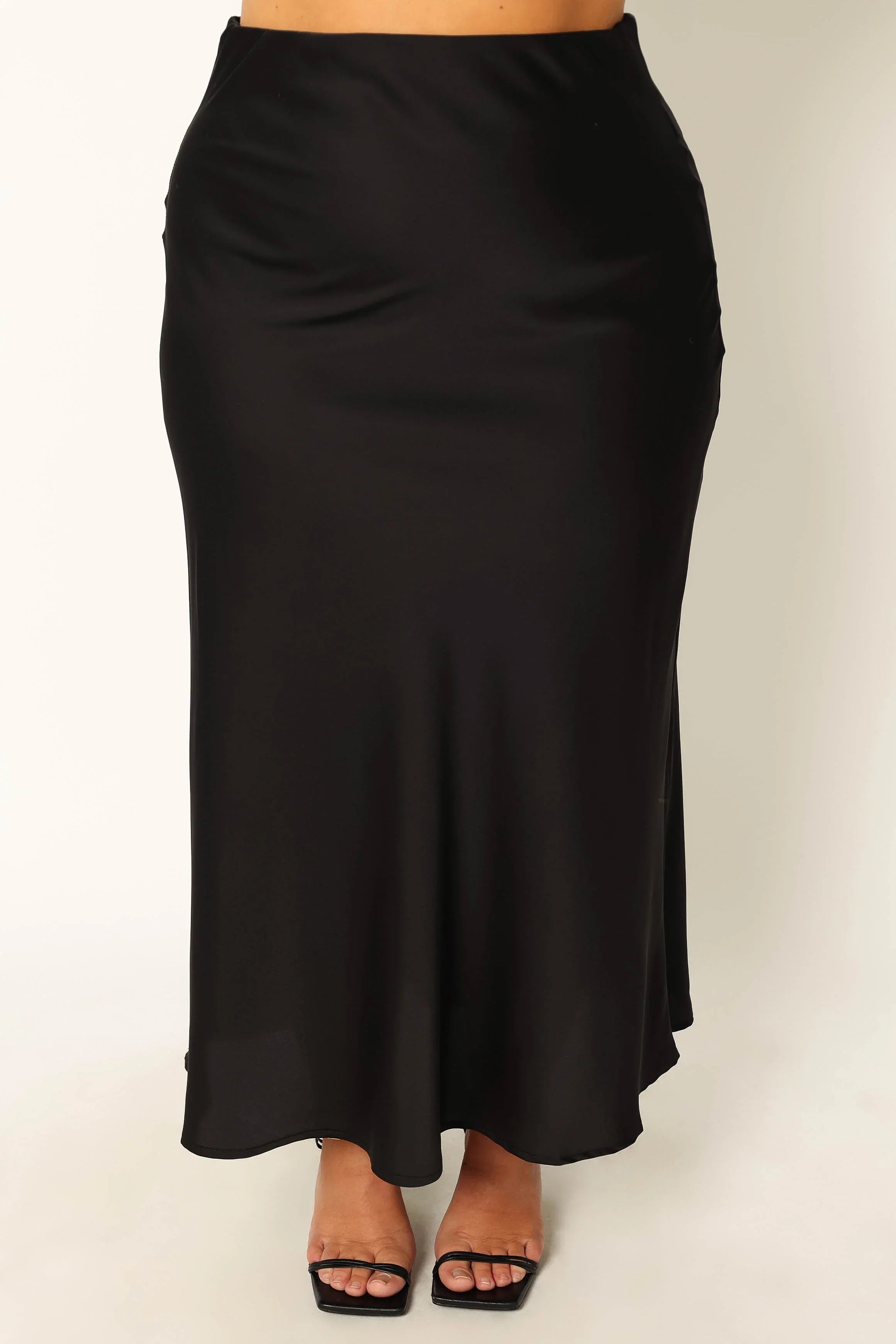Nellie Satin Midi Skirt Black