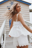 Zera Eyelet Scallop Shorts White