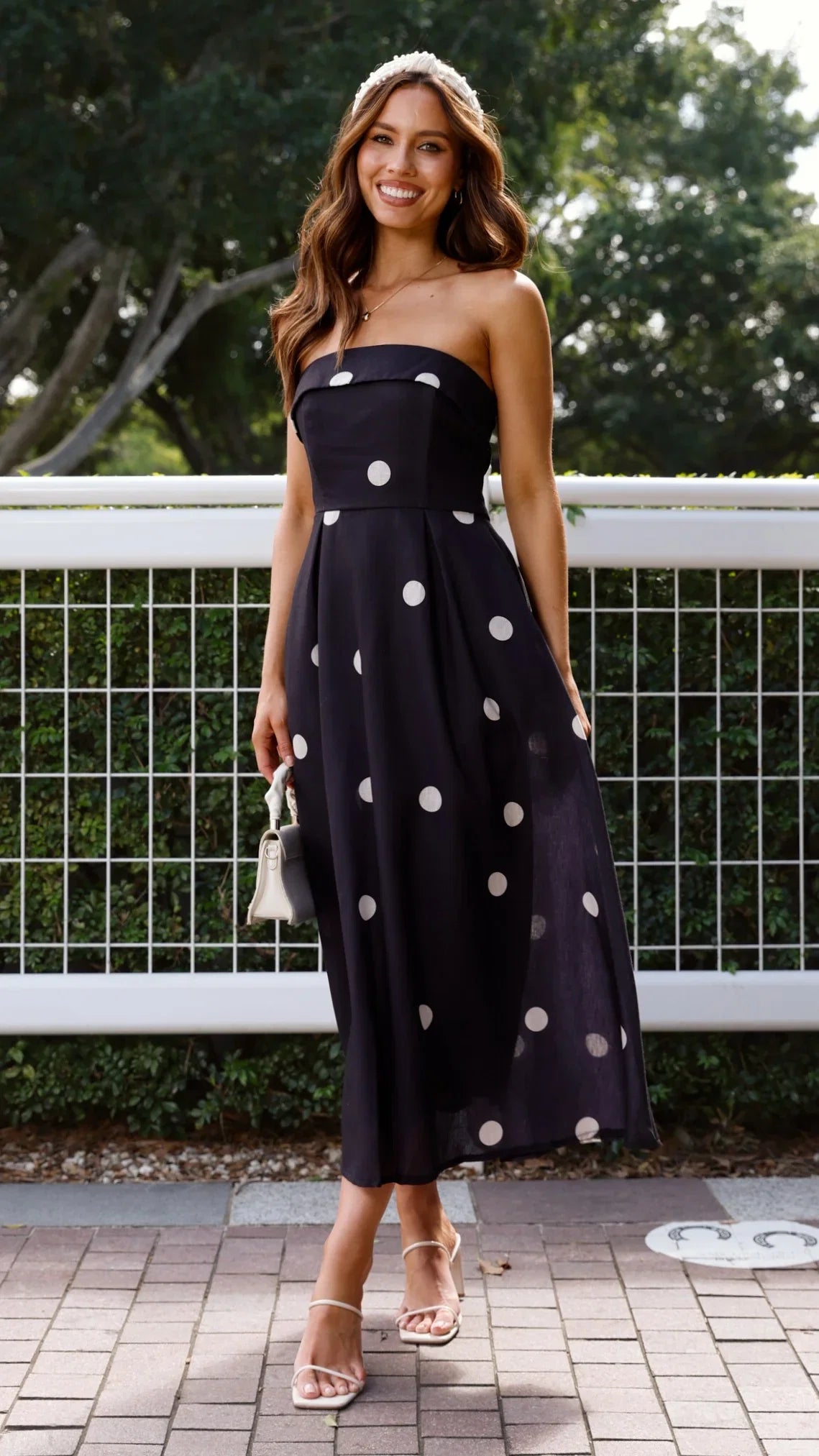 Tahlia Midi Dress Black Polka Print