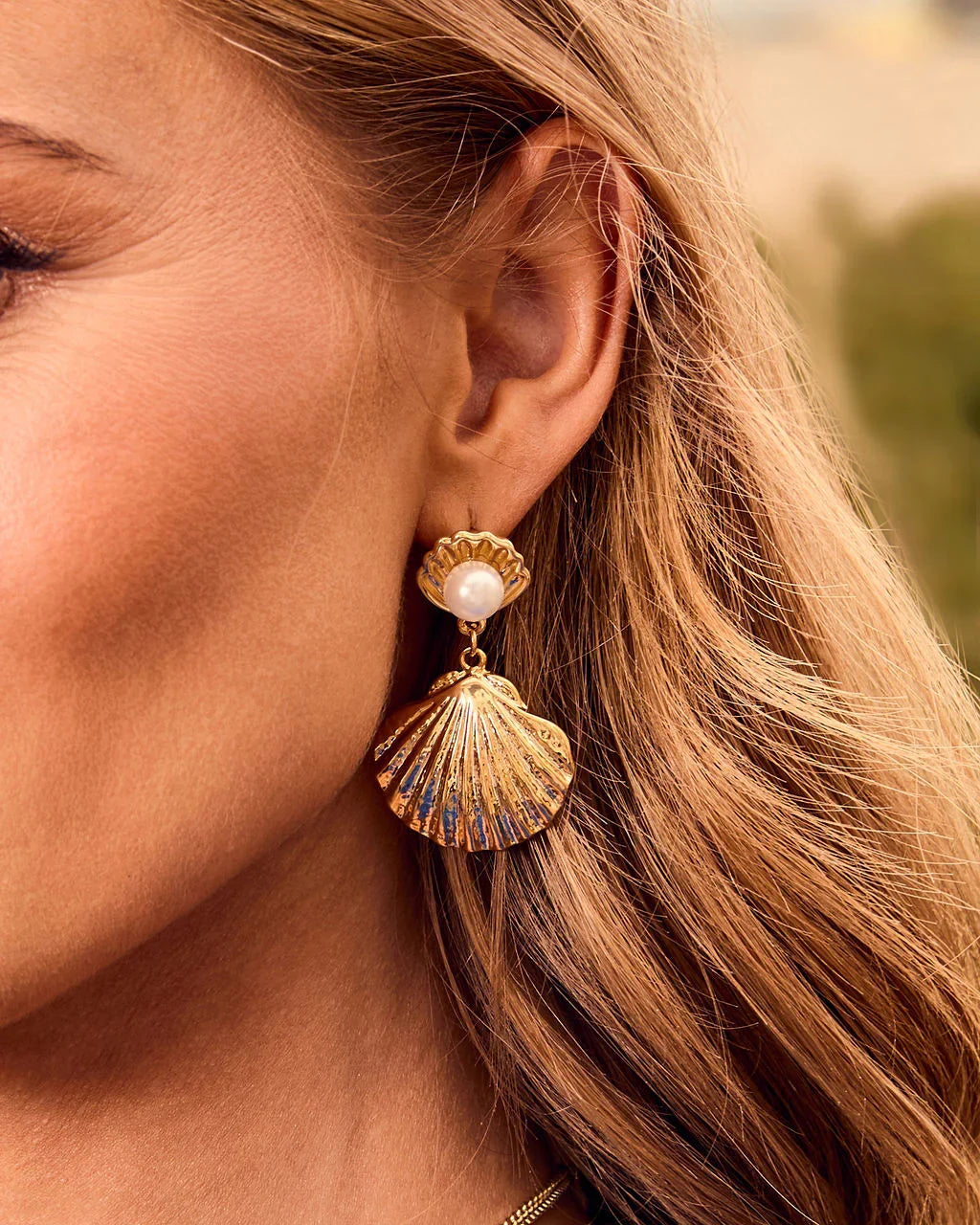 Shoreline Glow Seashell Drop Earrings