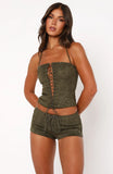 Dont Speak Faux Suede Shorts Cactus