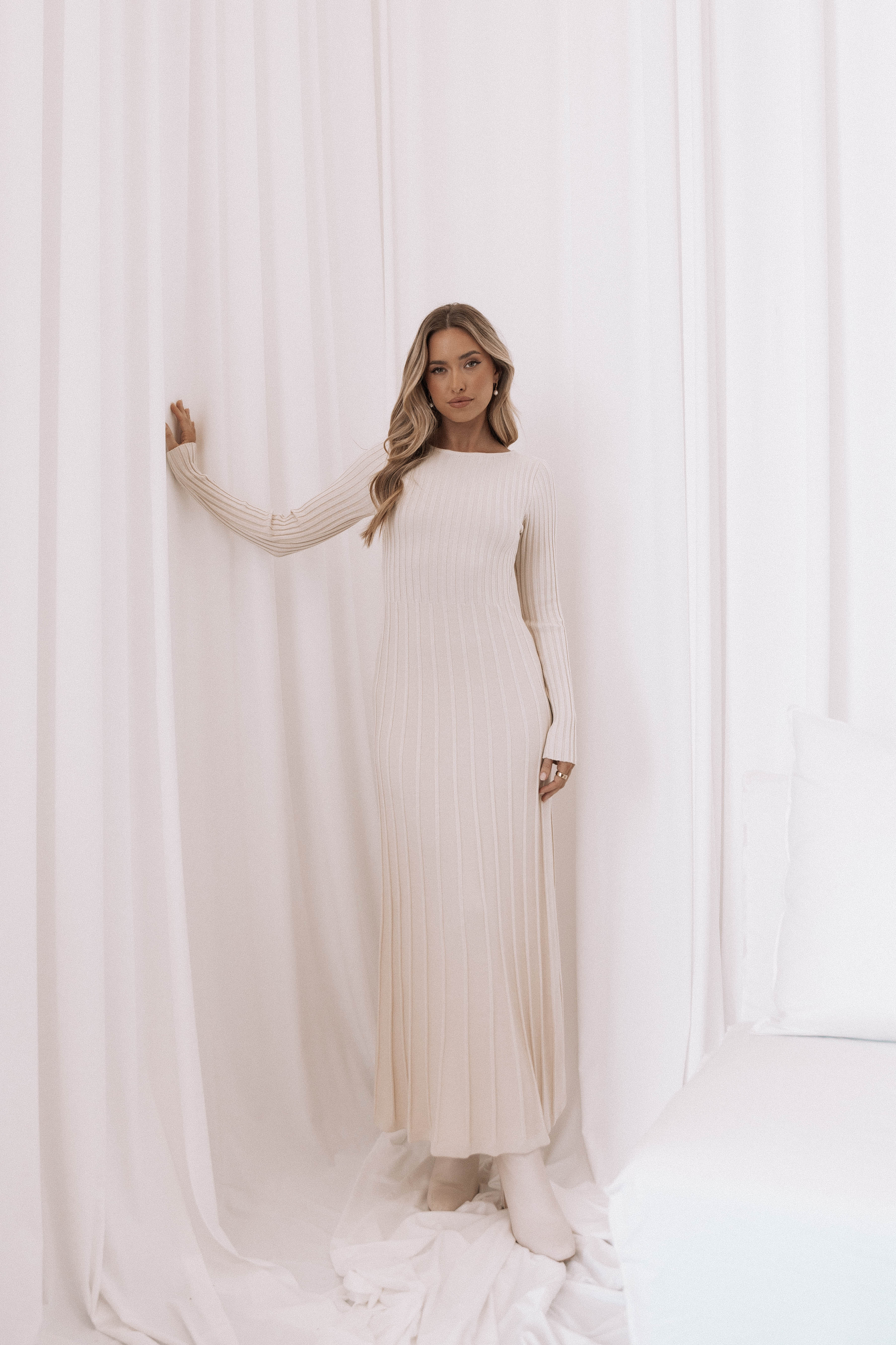 Alison Long Sleeve Maxi Dress Cream