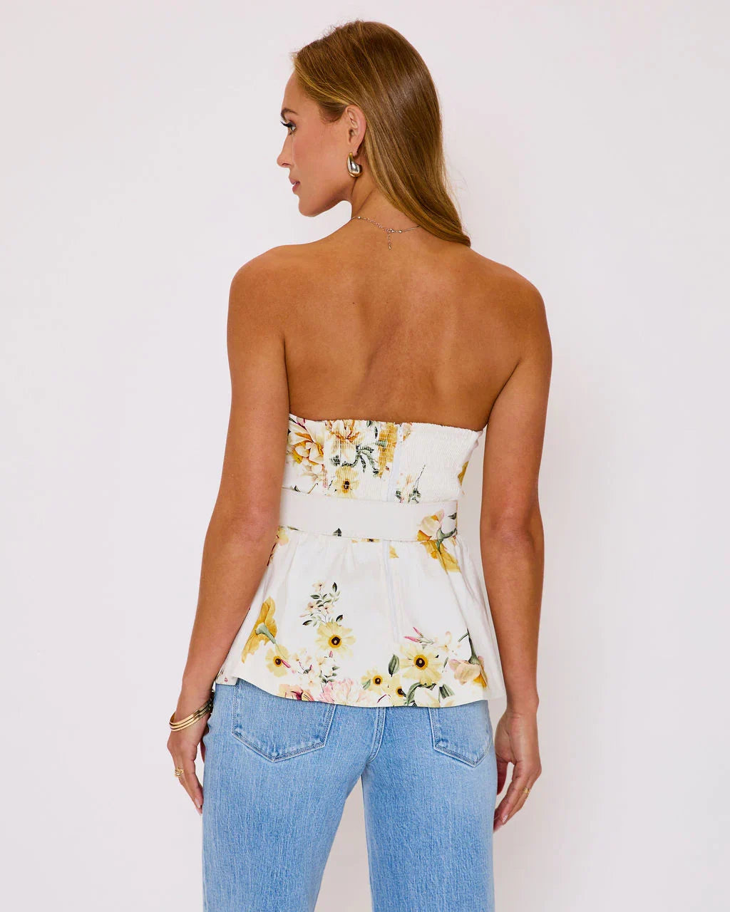 Honey Morning Floral Belted Peplum Top