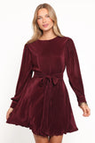 Joy Plisse Mini Dress Burgundy
