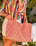 Mirasol Striped Woven Vegan Leather Tote Bag