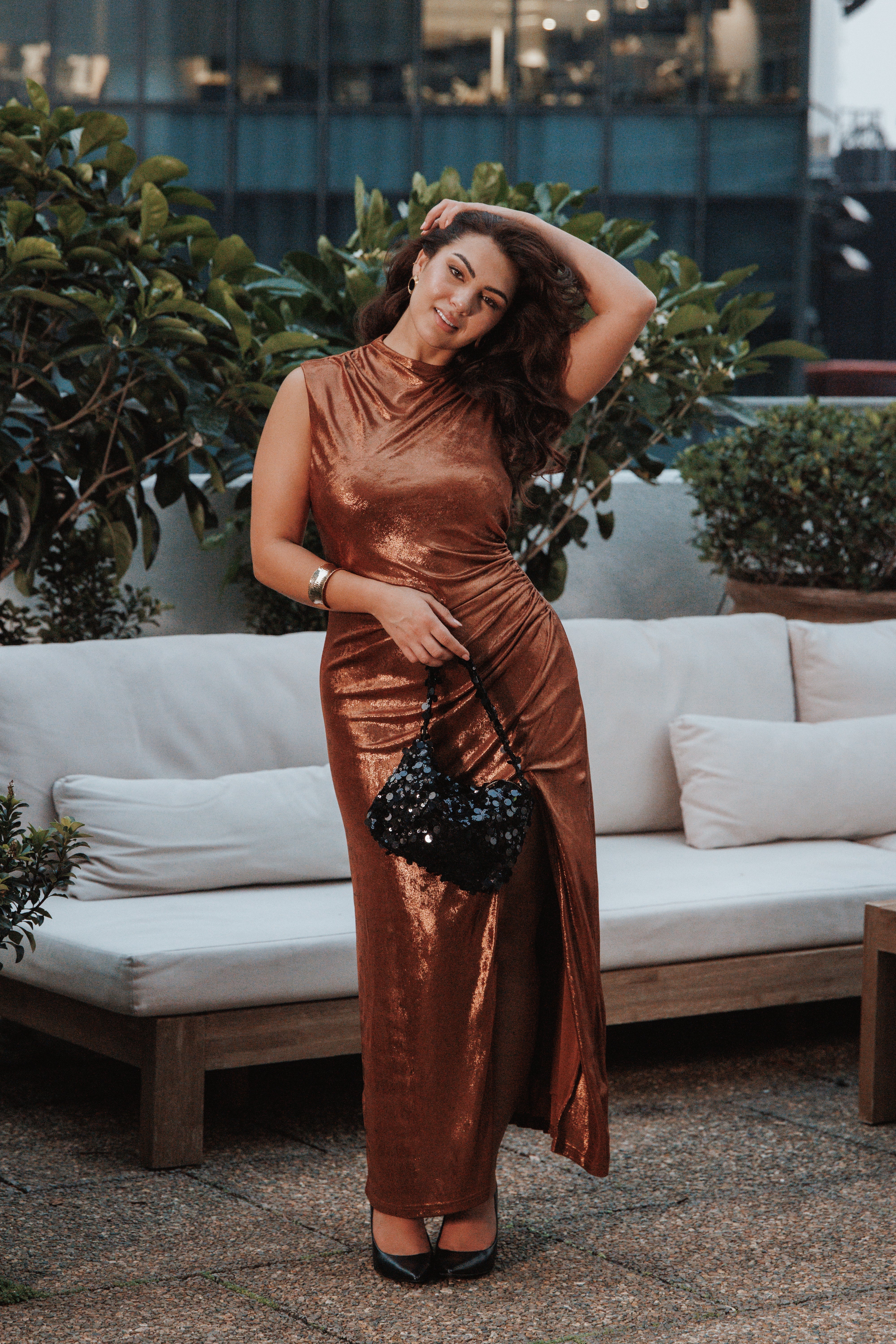 Emerie Sleeveless Metallic Maxi Bronze