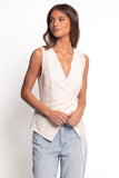 Vanni Wrap Front Linen Top Cream