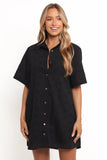 Grady Collared Shirt Dress Black