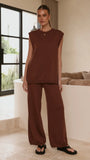 Florentine Knit Vest and Pants Set Chocolate