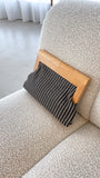 Zoey Thin Stripe Timber Frame Clutch Black