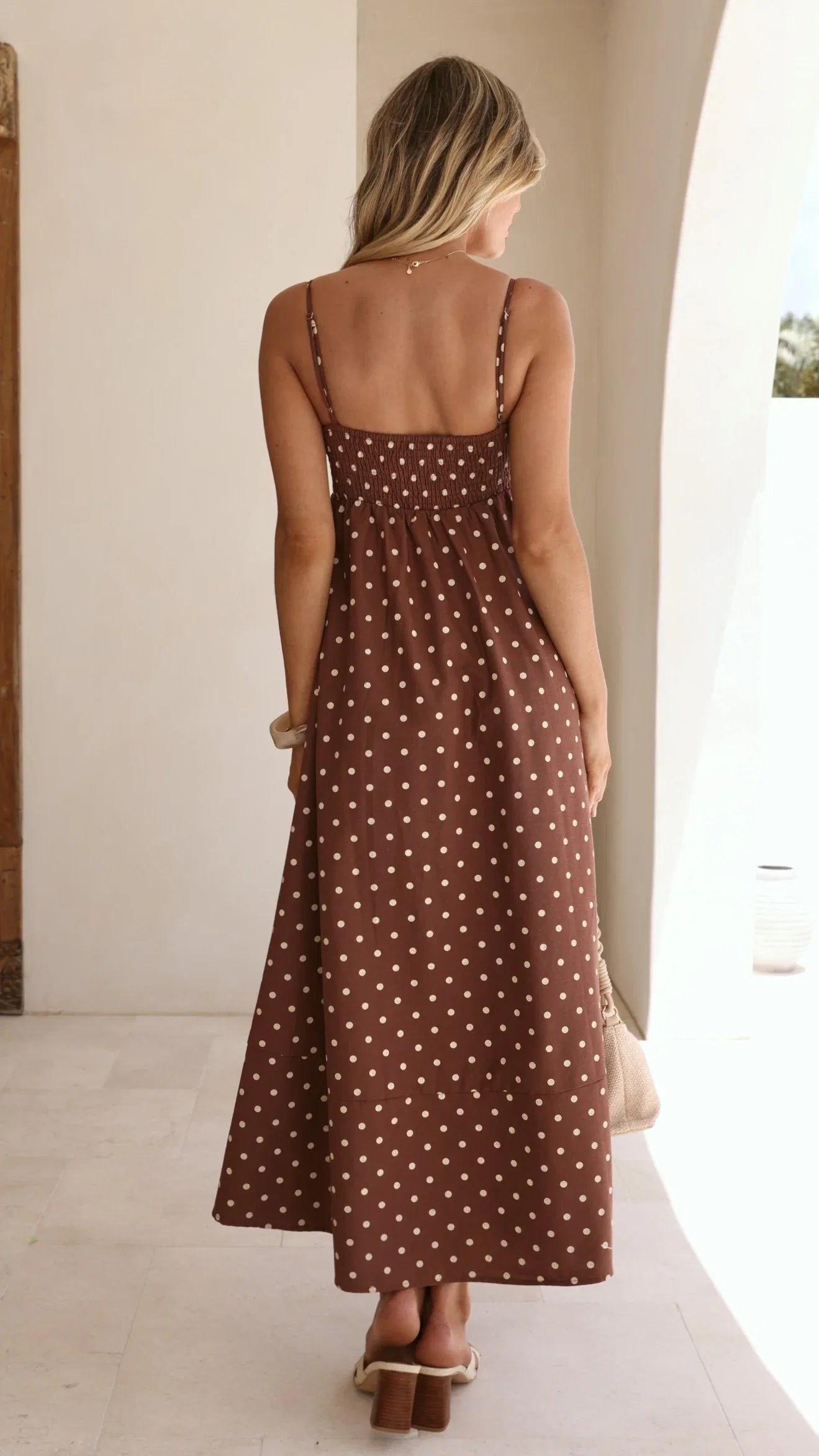 Elie Maxi Dress Chocolate Cream Polka Dot