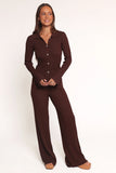 Aylia Ribbed Knit Set Chocolate