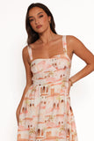 Laurette Midi Dress Tan Print