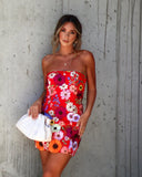 Imani Strapless Floral Applique Mini Dress