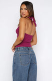 Boy Bye Halter Bustier Plum