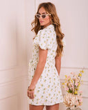Eslie Floral Waist Tie Mini Shirt Dress