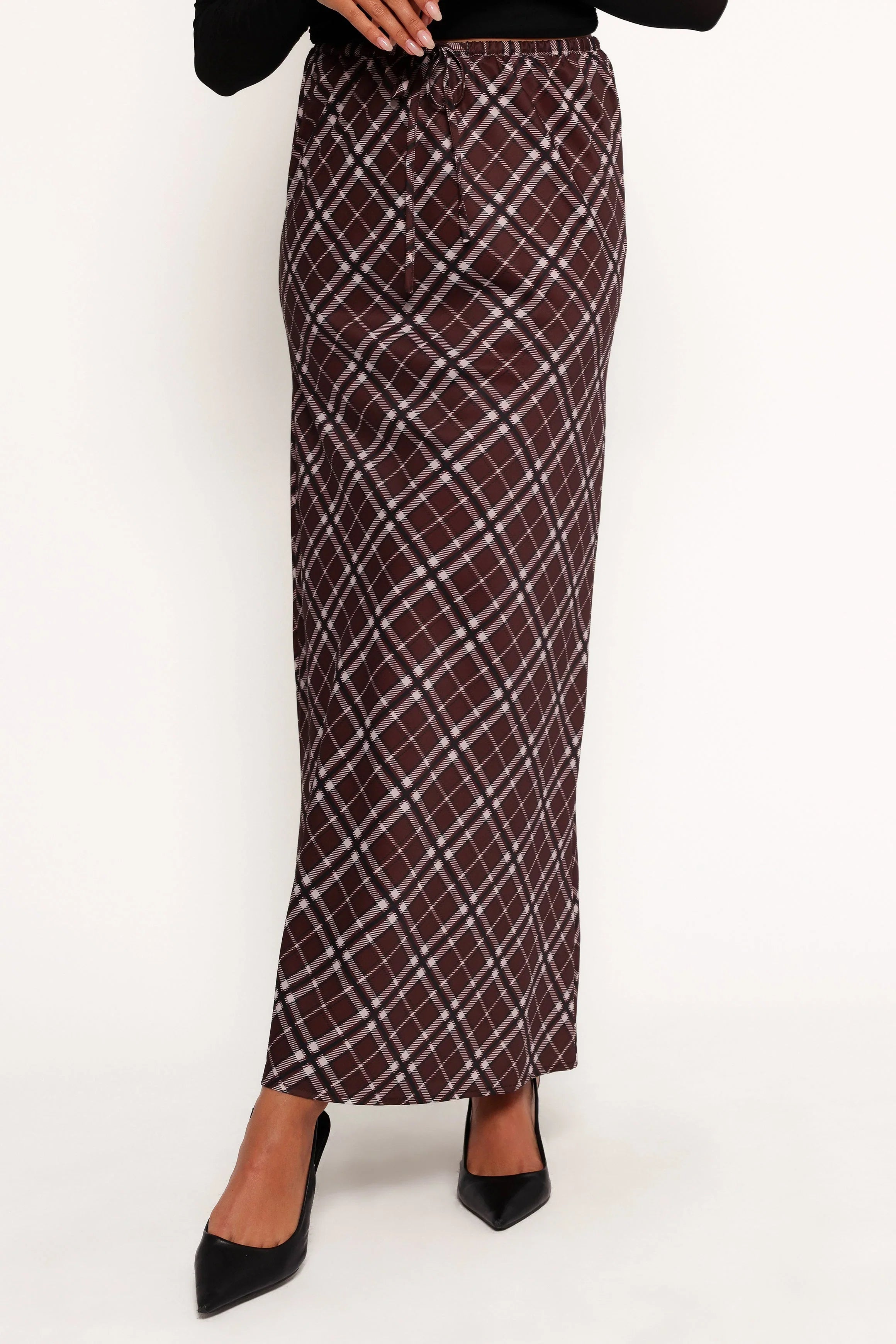 Sandra Midi Skirt Brown Check