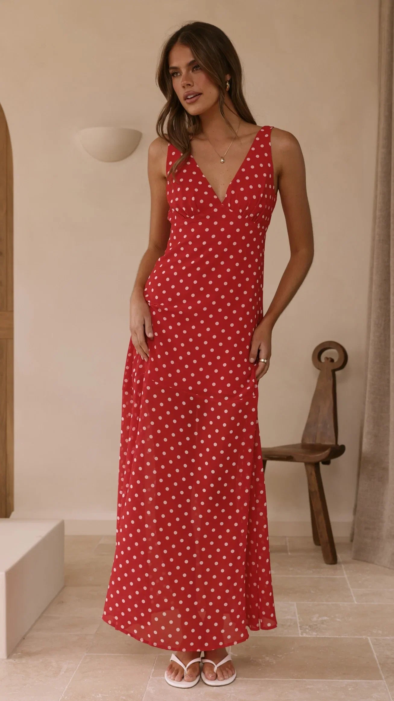 Oriella Maxi Dress Red Polka