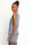Almana Denim Short Set Medium Blue