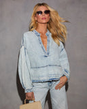 Lisbon Relaxed Plunging Neckline Denim Top