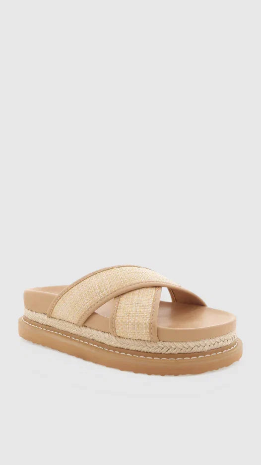 Aysha Slides Natural Raffia Clay