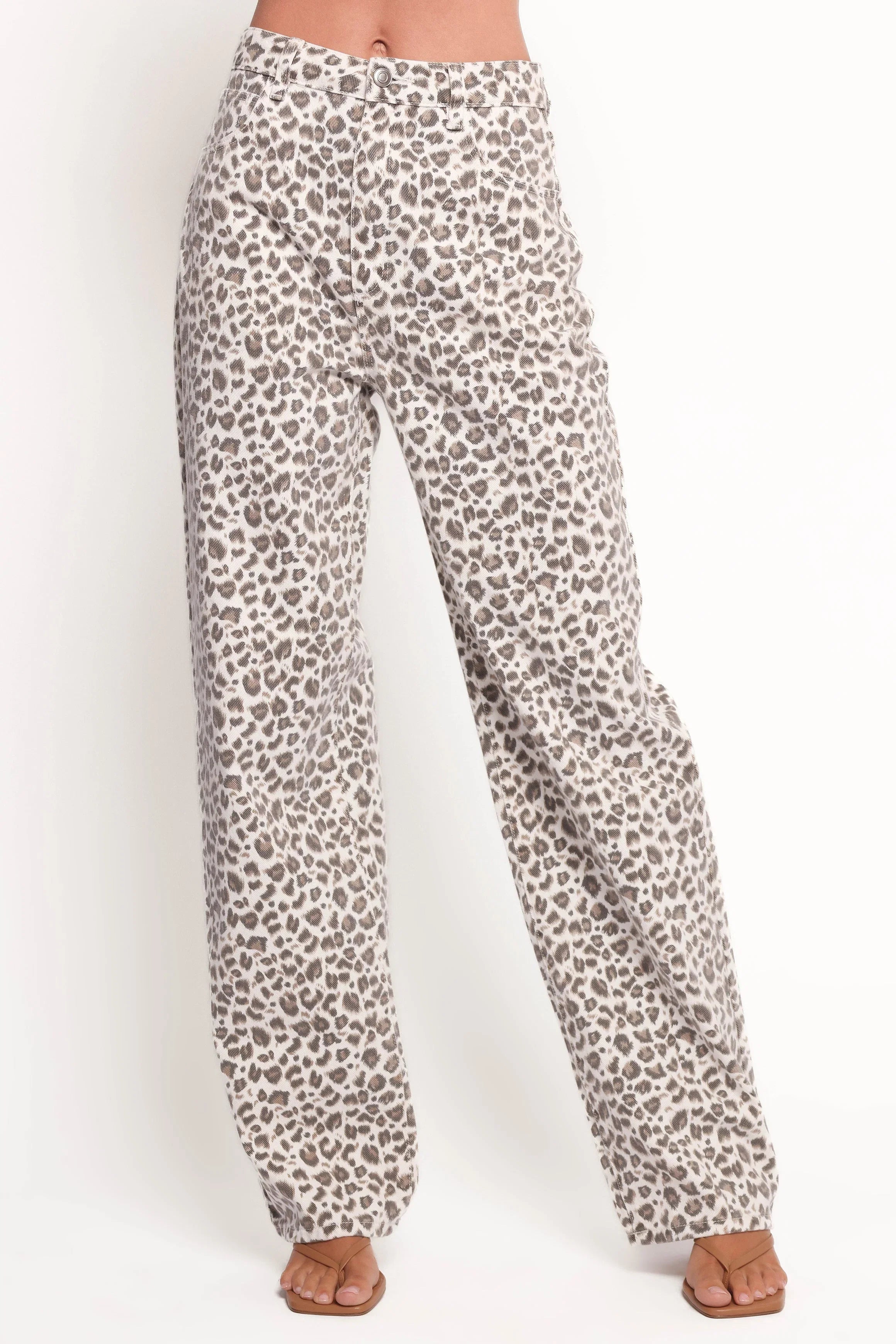 Leila Printed Wide Leg Jean Leopard