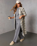 Verone Plaid Print Trench Coat