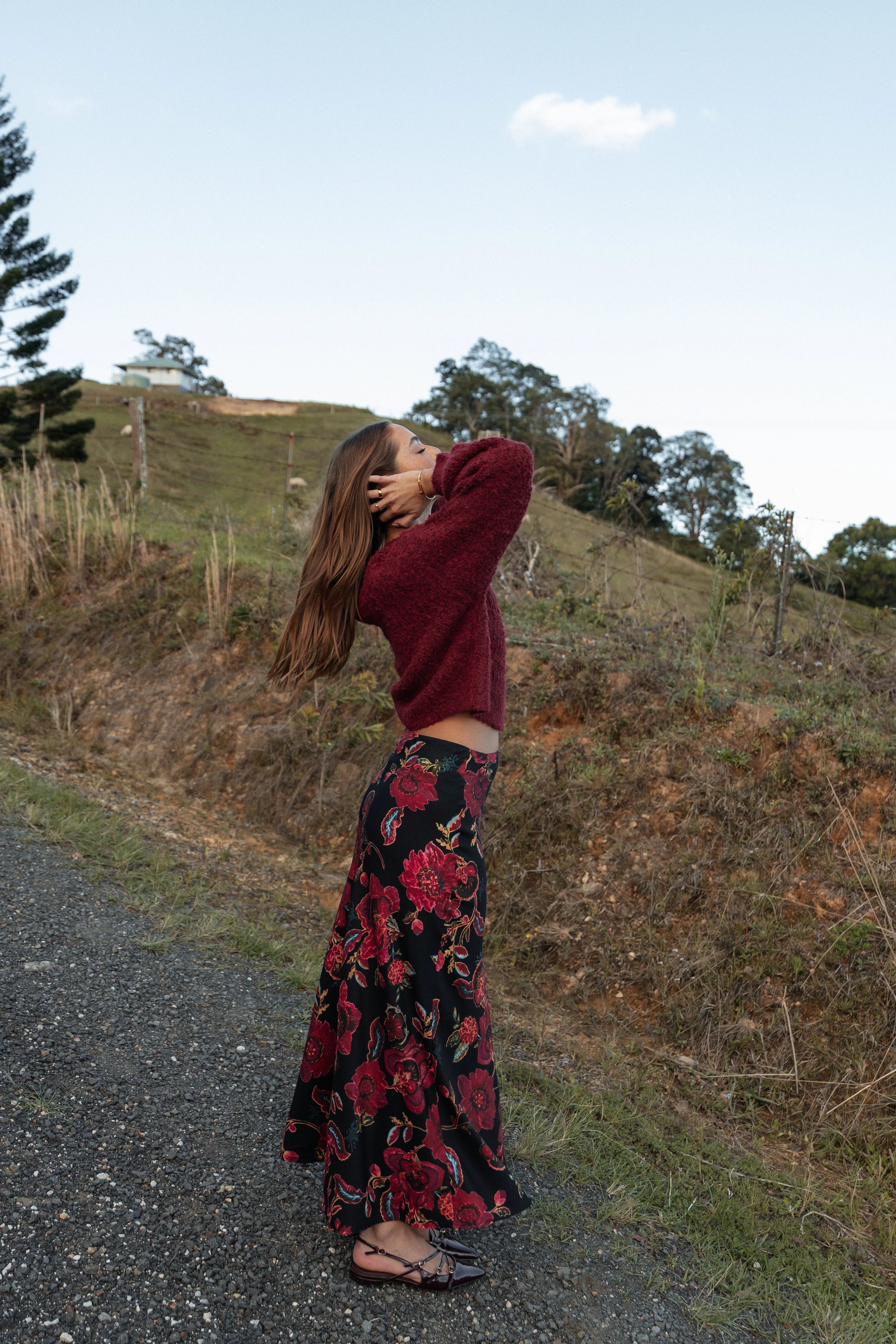 Evie Maxi Skirt Black Floral