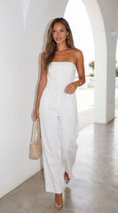 Elarya Tube Wide Leg Jumpsuit White