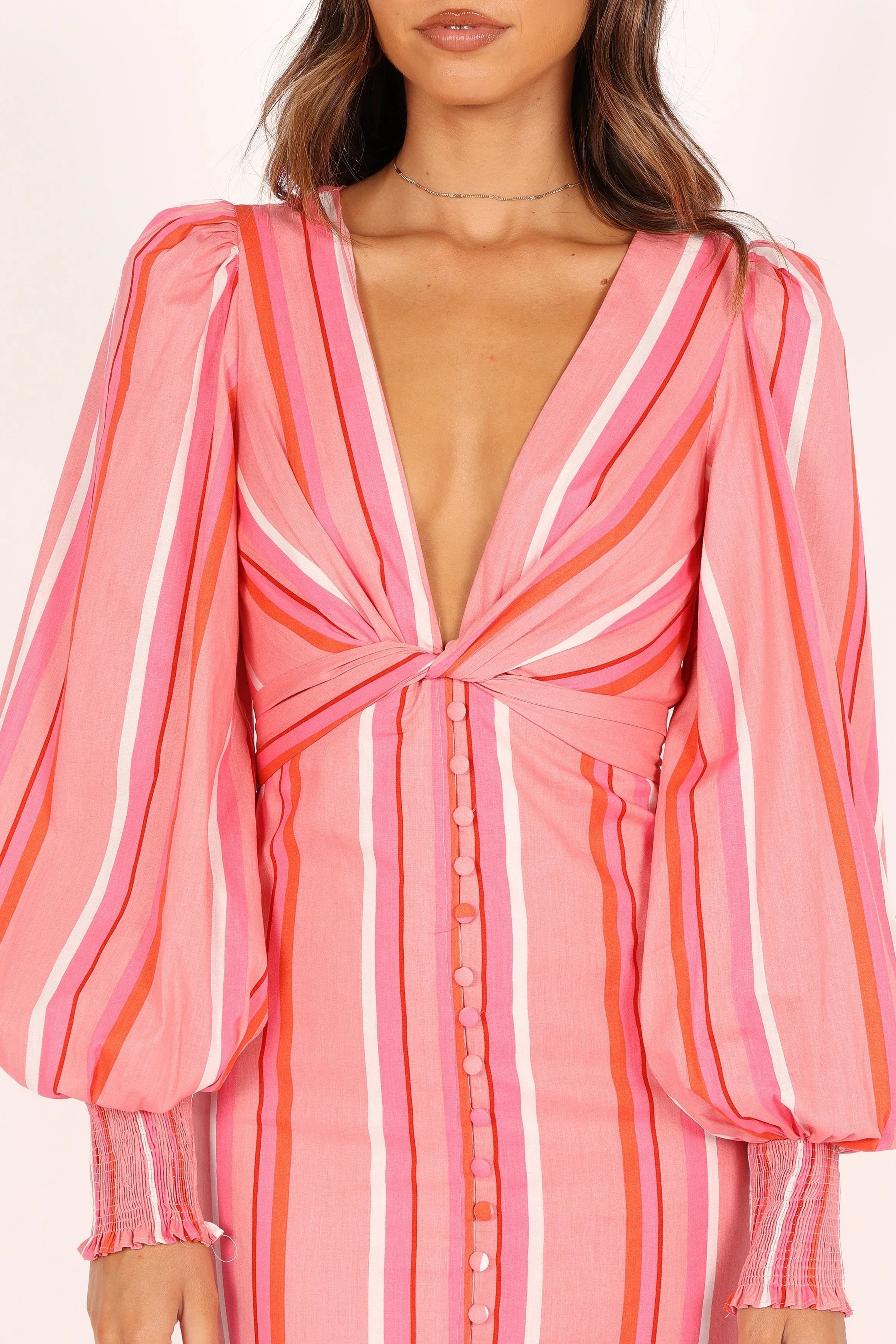 Senorita Long Sleeve Dress Pink Stripe