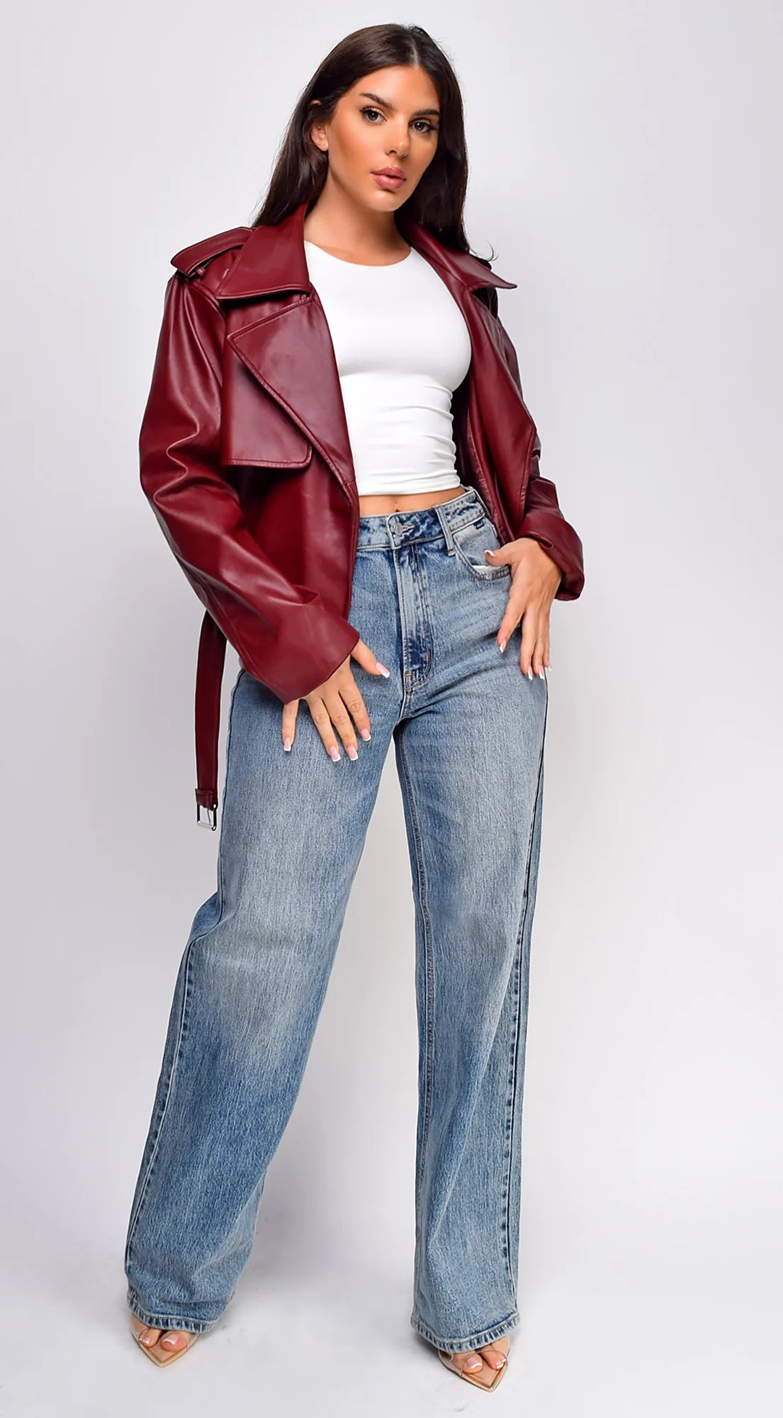 Piper Faux Leather Jacket Burgundy