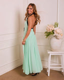 Delicate Dawn Halter Contrast Trim Maxi Dress