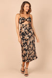 Saga Cut Out Midi Dress Black Floral