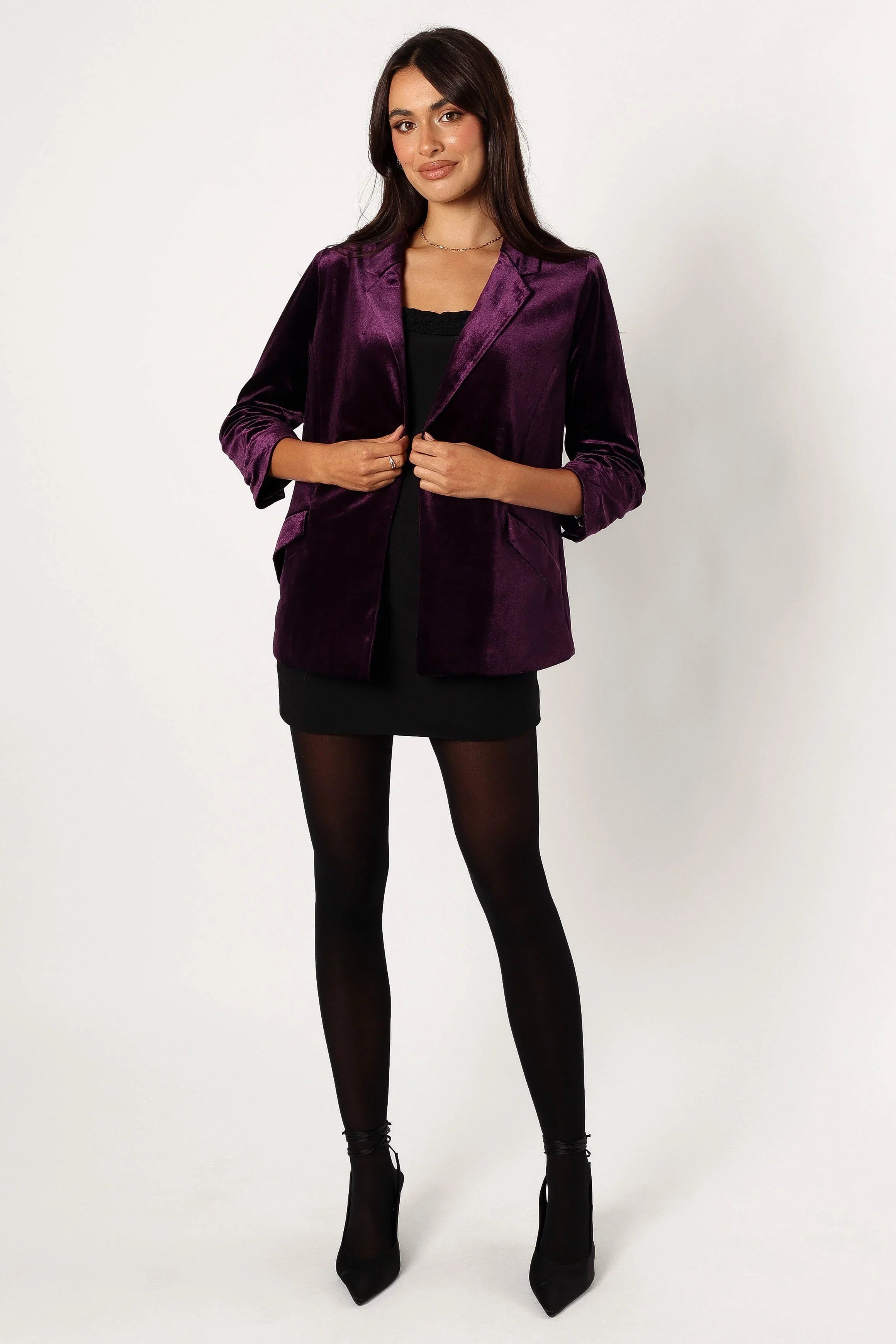 Vera Velvet Blazer Plum