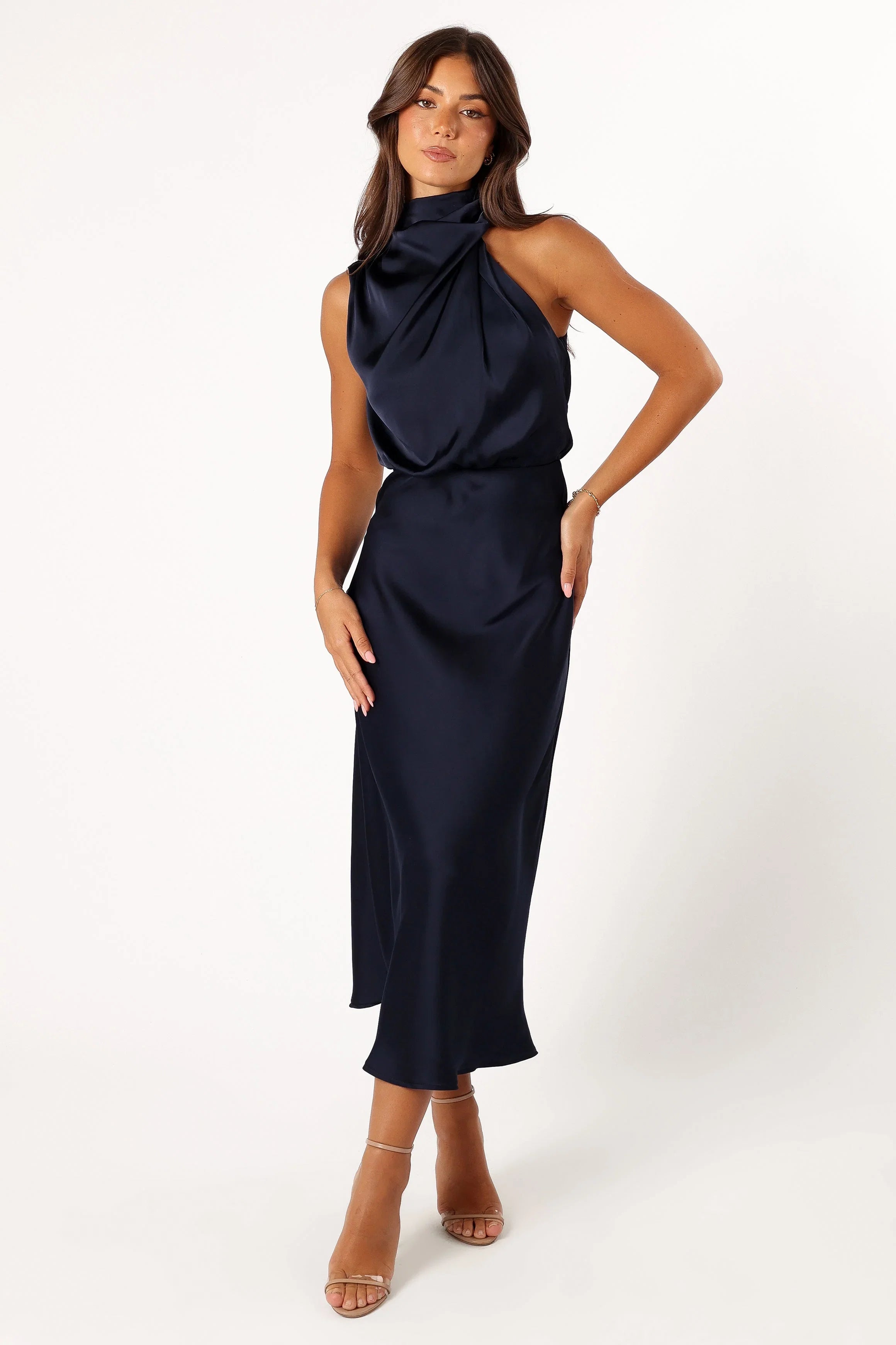 Anabelle Halter Neck Midi Dress Navy