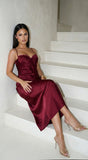 Civelle Satin Maxi Dress Burgundy Red