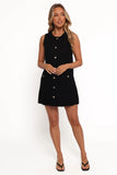 Velvette Mini Button Down Dress Black