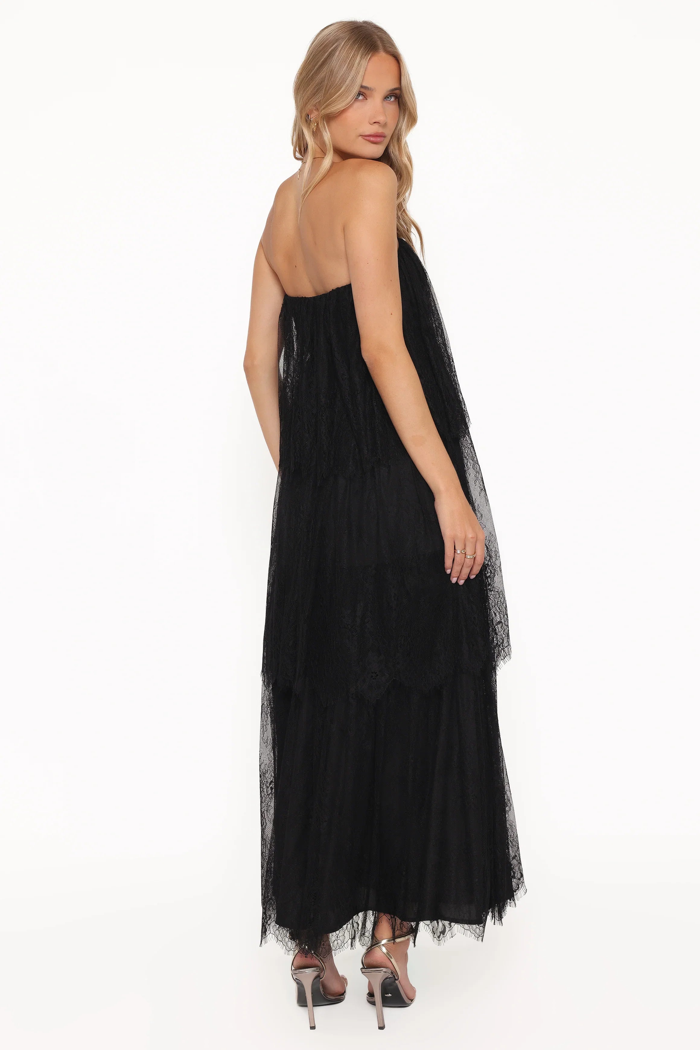 Bloom Strapless Maxi Dress Black Lace